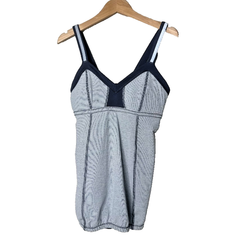 Lululemon‎ Push Your Limits Tank Top Heathered Gray White 6 Yoga Run Shelf Bra